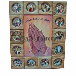 olive wood god bless our home fourteen station of the cross wall hanging plaque craft