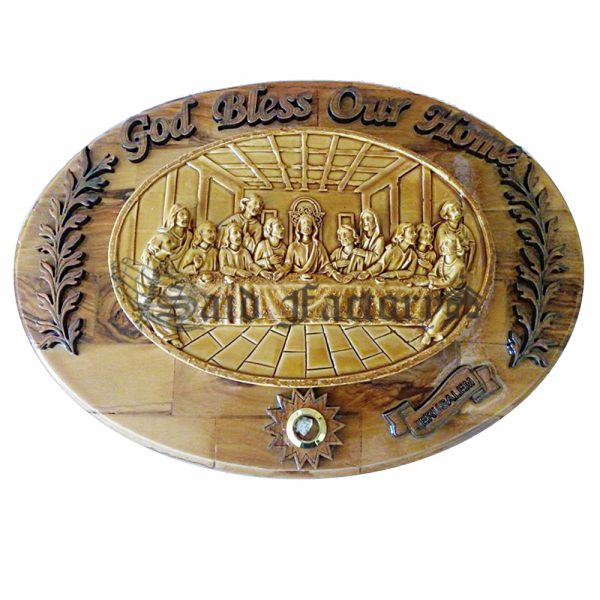 olive wood home blessing god bless our home wall plaque with last supper gypsumsize