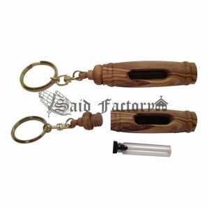 Olive Wood oil or perfume vial keychain
