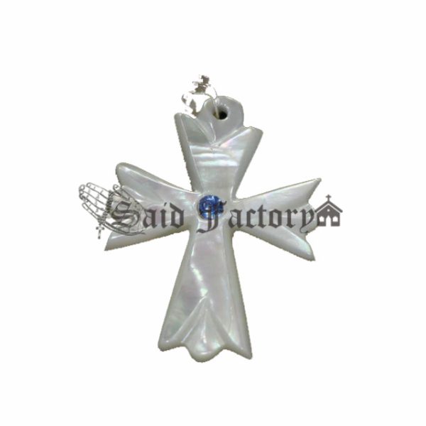 mother of pearl sea shell cross pendant necklace