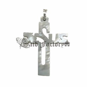 mother of pearl(MOP) sea shell Jesus cross pendant necklace