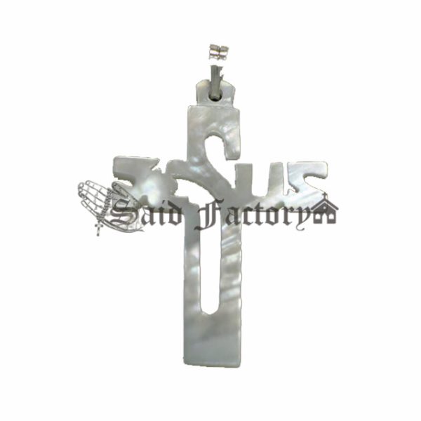 mother of pearl(MOP) sea shell Jesus cross pendant necklace