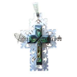 Bethlehem hand made mother of pearl cross pendant
