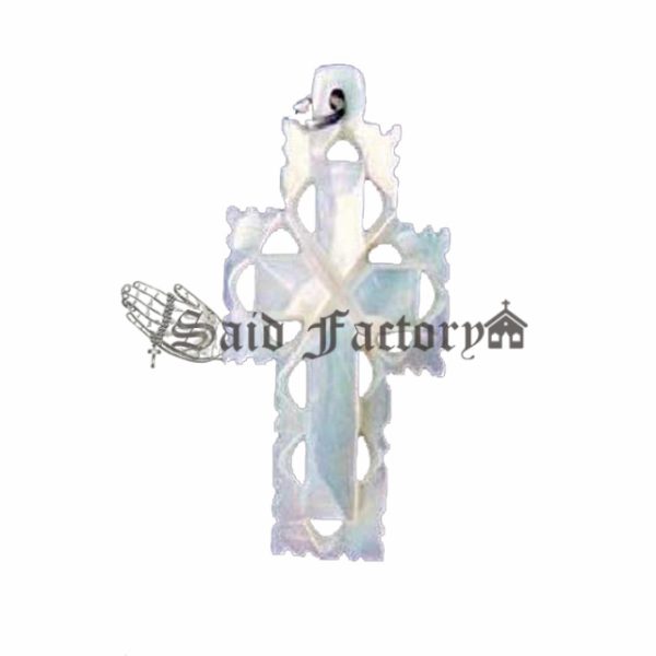 Jerusalem hand made mother of pearl cross necklace