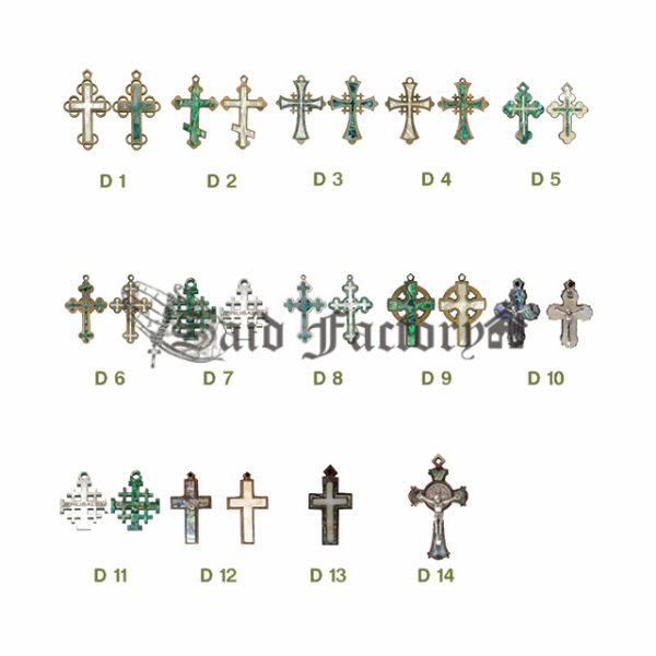 olive wood cross necklace with mother of pearl