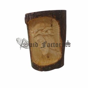 olive wood Jesus statue inside bark tree hand carved