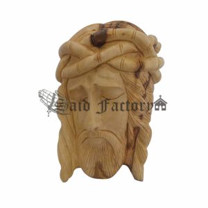 olive wood Jesus Face statue on Plaque carving