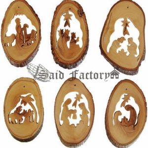 olive wood bark Christmas tree ornament hand made