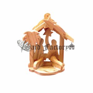 olive wood hand made nativity Christmas tree ornament