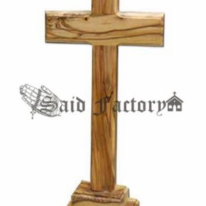 olive wood plain standing catholic cross