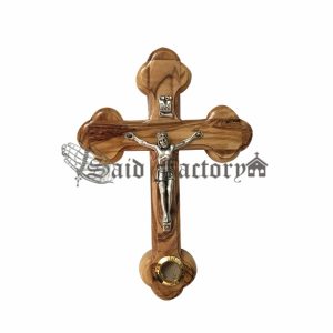 olive wood orthodox cross with holy soil