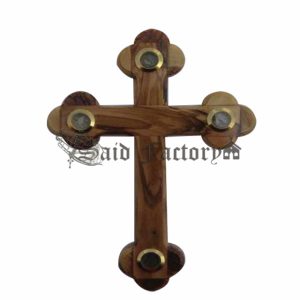 olive wood hanging orthodox cross with four elements