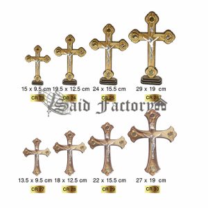 olive wood hanging and standing crosses engraving
