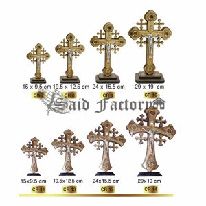 olive wood hanging and standing crosses engraving