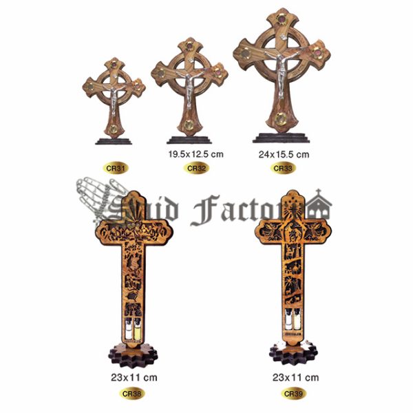olive wood standing engraving crosses