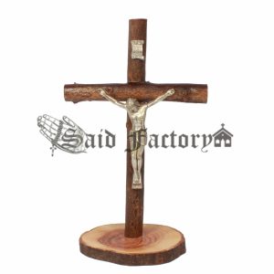 olive wood bark standing crucifix cross