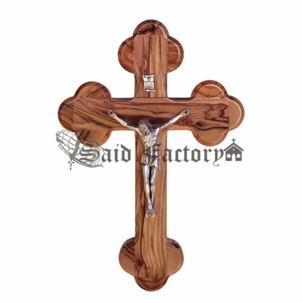 olive wood orthodox cross with metal crucifix hand made in Bethlehem