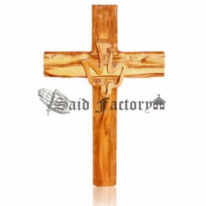 olive wood dove cross wall hanging