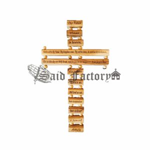 olive wood lord prayer cross "our father cross?
