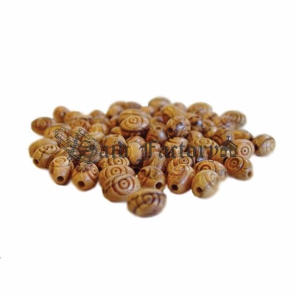 Olive wood carved drilled beads hand made