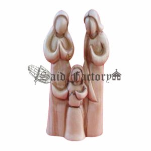 Bethlehem hand made olive wood holy family carving modern statue