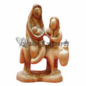 olive wood hand made flight to Egypt hand carving statue