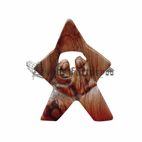 hand made olive wood Modern Star Holy Family