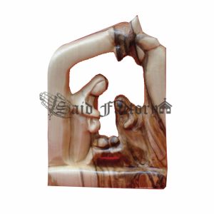 olive wood holy family in a cave hand made