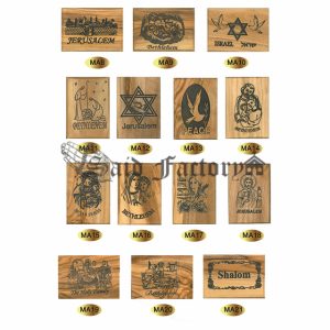 olive wood fridge magnets with laser engraving