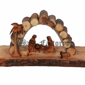 olive wood small engraving nativity scene