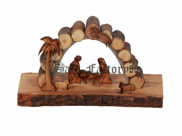 olive wood small engraving nativity scene