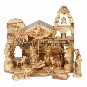 olive wood musical Bethlehem nativity bell