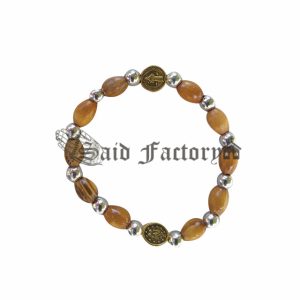 olive wood saint benedict elastic bracelet
