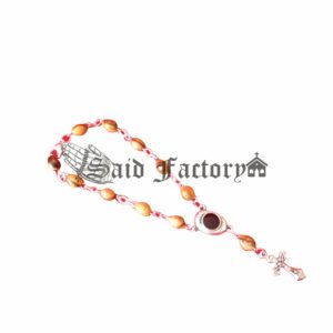 olive wood chain bracelet with holy soil centerpiece