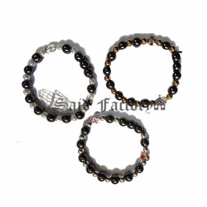 hematite stone(onyx) elastic bracelet with icons