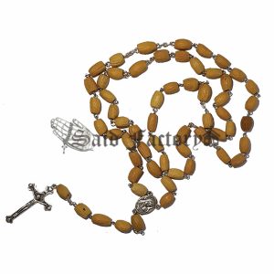 olive pits beads chain rosary with holy soil centerpiece and gift box