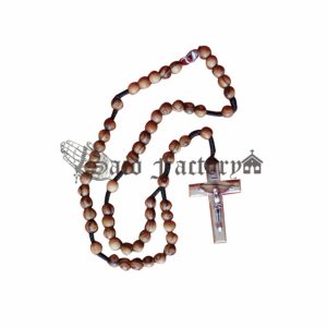 olive wood cross necklace,8mm round beads with olive wood crucifix