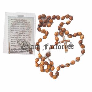 olive wood beads chain rosary with wooden crucifix