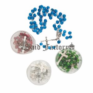 colored glass beads chain rosary with holy soil and gift box