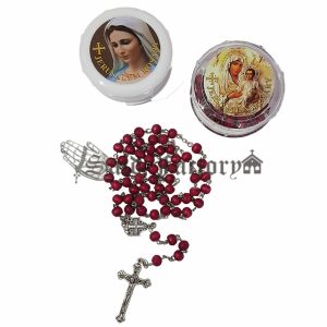 Rose scented rosary-Five decades rose fragrance rosary with Jerusalem cross center medal