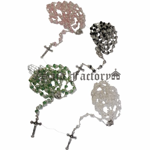 Crystal chain Rosary with Holy Land Soil