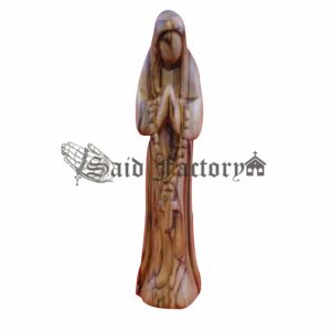 olive wood virgin Mary statue praying the rosary
