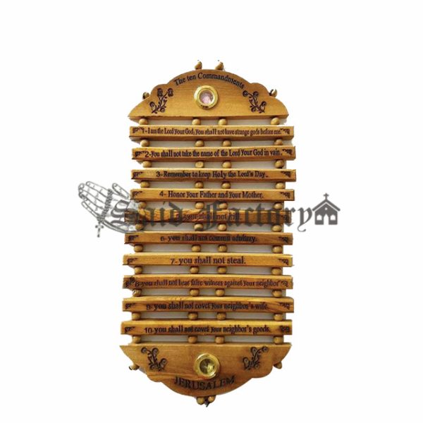 Olive wood the ten commandments English plaque Christian from Bethlehem Holy Land