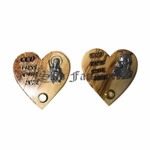 olive wood heart shape god bless our home wall hanging plaque