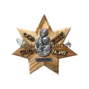 olive wood standing and hanging star god bless our home