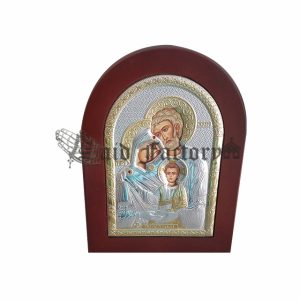 holy land silver plated icon holy family with wooden frame and gift box.can be hanging and standing