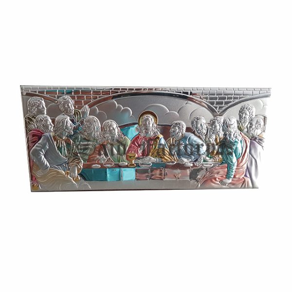 the last supper silver plated icon
