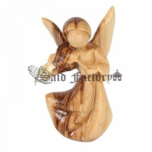olive wood Christmas handicraft Small Angel Playing Violin made in Bethlehem