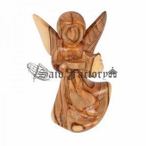 Bethlehem olive wood Angel playing music/Christmas angel/Small Angel Playing Harp