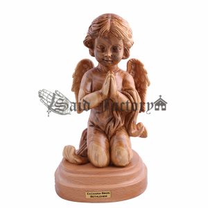 olive wood hand carved Christmas angel artistic work statue